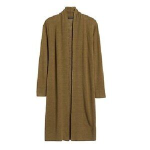 BR Linen-Blend Duster Cardigan Sweater Cargo Olive Green Size XS